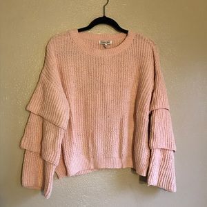 Woven Heart Triple Ruffle Sweater